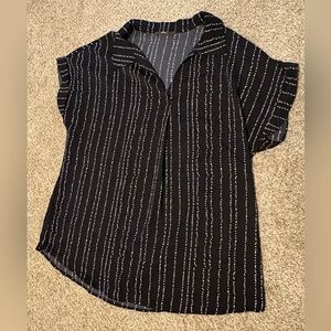 Black and White Striped Women's Top